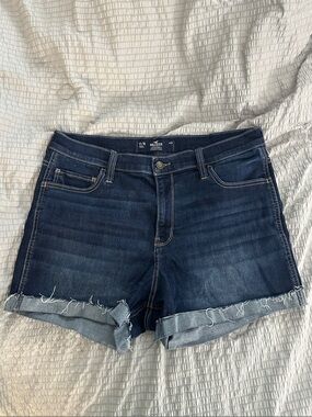 Hollister Dark Indigo Rolled Hem Denim Shorts